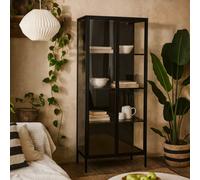 Wyld Haus Graz Matt Black Metal Tall Display Cabinet 2 Doors, 4 Shelves, 800 X 400 X 1800 mm