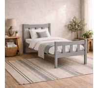 Wyld Haus Grey Washed Pine 3ft Single Bed - Panelled Headboard & Footboard Wyld Haus Grey Single