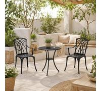 Wyld Haus Haloco 3 Piece Bronze Tone Cast Aluminium Bistro Set 2 Armchairs Wyld Haus Bronze