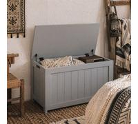 Wyld Haus Halumo Grey Panelled Wooden-Style Blanket Storage Chest 76 X 40 X 48 Cm