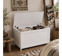 Wyld Haus Halumo White Wooden Panelled Blanket Storage Chest - 76 X 40 X 48 Cm, Mdf, Safety-Hinged Lid