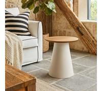 Wyld Haus Hamburg Oak Veneer Round Coffee Table With Grey Steel Pillar Base