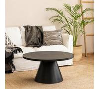 Wyld Haus Hamburg Round Black Ceramic Coffee Table Steel Pillar Base