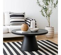Wyld Haus Hamburg Round Black Ceramic Coffee Table With Steel Pillar Base
