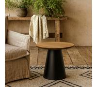 Wyld Haus Hamburg Round Oak Veneer Coffee Table With Black Steel Pillar Base