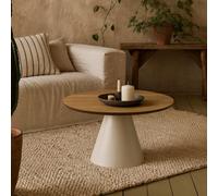 Wyld Haus Hamburg Round Oak Veneer Coffee Table With Steel Pillar Base