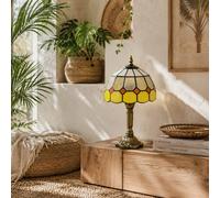 Wyld Haus Handmade Art Deco Stained Glass Table Lamp - Orange Rim, Bronze Base in Yellow Wyld Haus Yellow