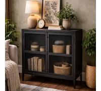 Wyld Haus Hanko Industrial Small Brown Metal Sideboard With 2 Drawers