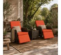 Wyld Haus Haridi 3-Piece Brown Rattan Bistro Set With Orange Cushions And Storage Table