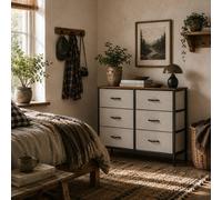 Wyld Haus Hava 6 Drawer Metal & Fabric Storage Chest Grey in Light Grey Wyld Haus Light Grey