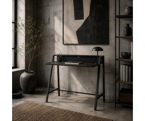 Wyld Haus Havi Lona Compact Black Writing Desk With Integrated Rear Shelf 84 X 45 Cm