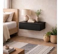 Wyld Haus Hereford Black Wall-Mounted Square Bedside Table With 1 Drawer