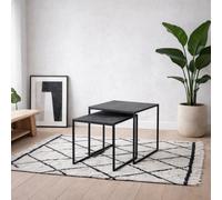 Wyld Haus Holbaeck Set Of 2 Black Marble Effect Square Nesting Coffee Tables