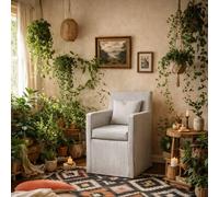 Wyld Haus Isabella Grey & White Stripe Upholstered Armchair Wyld Haus Grey