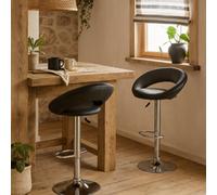 Wyld Haus Jorah Set Of 2 Dark Grey Faux Leather Swivel Bar Stools With Open Back