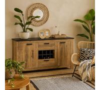 Wyld Haus Juniper 2-Door 2-Drawer Sideboard In Chestnut And Matera Grey With Wine Rack