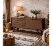 Wyld Haus Jyvaskyla Dark Oak Veneer Sideboard, 1600mm, 4 Drawers With Sliding Door