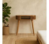 Wyld Haus Kailua Slated Mango Wood Open Console Table, Oak-Ish Finish, Modern