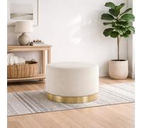 Wyld Haus Kalua Large Cream Velvet Stool With Brushed Gold Base