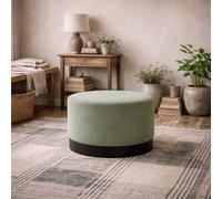 Wyld Haus Kalua Large Round Velvet Stool Sage Green Matt Black Base