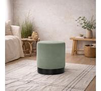 Wyld Haus Kalua Small Sage Green Velvet Stool With Matt Black Base