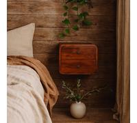 Wyld Haus Kamala Floating Mini Chestnut Mango Wood Bedside Table, 2 Drawers