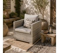 Wyld Haus Karettano Grey Pe Rattan Single Outdoor Armchair With Cushions And Armrests