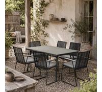 Wyld Haus Karutte 6 Seater Outdoor Dining Set Rectangular WPC Table 6 Cushioned in Grey Wyld Haus Grey