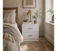 Wyld Haus Kefa Yoka White Modern Bedside Table With 2 Drawers 45W X 39.5D X 49H Cm