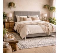 Wyld Haus Killarney Mink Velvet 5ft King Size Bed Tall Ribbed Headboard in Grey Wyld Haus Grey King