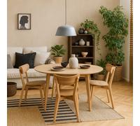 Wyld Haus Krakow 4-Seater Round Dining Set Natural Oak Effect