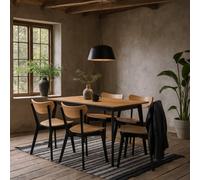 Wyld Haus Krakow 5-Piece Dining Set Natural Oak Effect Table And 4 Black Wood Chairs