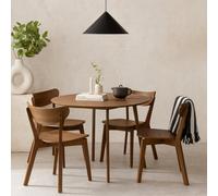 Wyld Haus Krakow 5-Piece Round Dining Set Walnut Effect Table With 4 Chairs