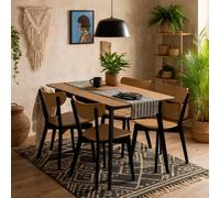 Wyld Haus Krakow Extendable Oak-Effect Rectangular Dining Table With 4 Black Chairs