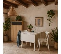 Wyld Haus Krakow Extendable White Square Dining Set Table + 2 Wood Chairs
