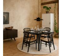 Wyld Haus Krakow Round Extending Dining Set With 4 Chairs, Matte Black