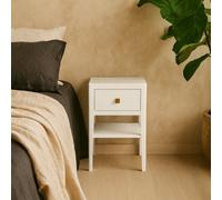 Wyld Haus Krut White Wood Grain Bedside Table With 1 Drawer And Open Shelf