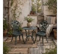 Wyld Haus Lafira 3 Piece Cast Aluminium Bistro Set in Antique Green Wyld Haus Green