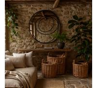 Wyld Haus Large Abstract Black Swirl Frame Round Wall Mirror