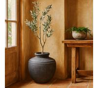 Wyld Haus Large Dark Grey Ceramic Etched Top Garden Planter 390mm