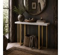 Wyld Haus Larose Narrow Console Table 100 X 30 Cm - White Faux Marble Top, Gold-Tone Steel Frame, Anti-Tip