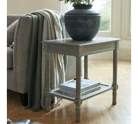 Wyld Haus Laurelbrook Grey Wood Side Table with Rattan Shelf Wyld Haus Grey