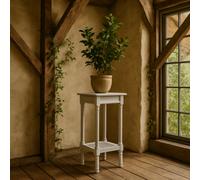 Wyld Haus Laurelbrook Rattan Shelf Grey Wood Side Table