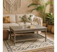Wyld Haus Laurelbrook Rattan Shelf Rectangular Coffee Table in Grey Wyld Haus Grey