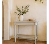Wyld Haus Laurelbrook White Wood Console Table With Woven-Style Lower Shelf