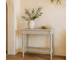 Wyld Haus Laurelbrook White Wood Console Table With Woven-Style Lower Shelf