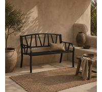 Wyld Haus Lenasu Black Metal 2-Seater Garden Bench With Decorative Backrest And Armrests