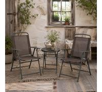 Wyld Haus Lepa Tara 3-Piece Brown Folding Garden Seating Set - 2 Chairs And Round Glass-Top Table