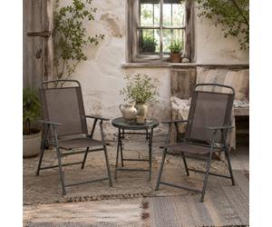 Wyld Haus Lepa Tara 3-Piece Brown Folding Garden Seating Set - 2 Chairs And Round Glass-Top Table