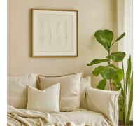 Wyld Haus Les Vans White Feathers Framed Square Art In Natural Wooden Beaded Frame